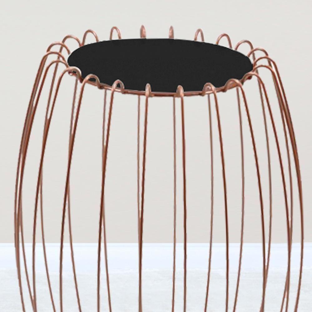 Kit Mesa Apoio Lateral 43 Cm Tampo Vidro Preto Base Metal Cobre Nacc Preto Cobre - 4