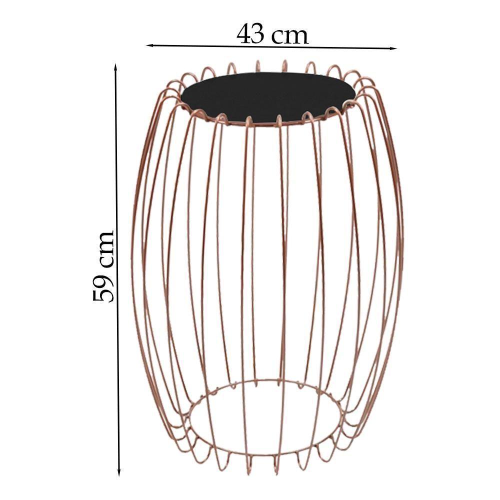 Kit Mesa Apoio Lateral 43 Cm Tampo Vidro Preto Base Metal Cobre Nacc Preto Cobre - 5
