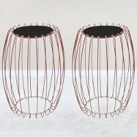 Kit Mesa Apoio Lateral 43 Cm Tampo Vidro Preto Base Metal Cobre Nacc Preto Cobre - 3