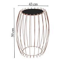 Kit Mesa Apoio Lateral 43 Cm Tampo Vidro Preto Base Metal Cobre Nacc Preto Cobre - 5