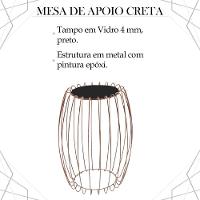 Kit Mesa Apoio Lateral 43 Cm Tampo Vidro Preto Base Metal Cobre Nacc Preto Cobre - 6