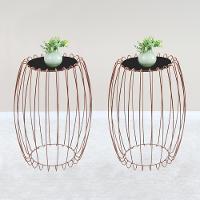 Kit Mesa Apoio Lateral 43 Cm Tampo Vidro Preto Base Metal Cobre Nacc Preto Cobre - 7