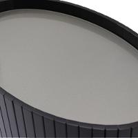 Kit 2 Mesa Apoio Lateral Oval Tampo Vidro Glow Madeira Ebano Preto Nacc Ebano Preto