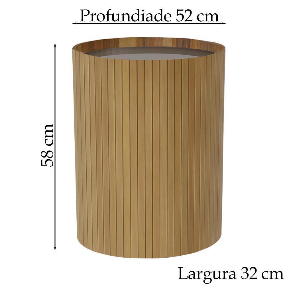 Kit 2 Mesa Apoio Lateral Oval Tampo Vidro Glow Madeira Amendoa Nacc Amendoa - 4