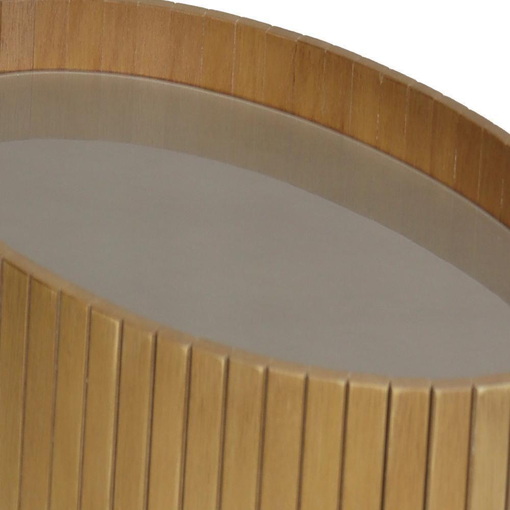 Kit 2 Mesa Apoio Lateral Oval Tampo Vidro Glow Madeira Amendoa Nacc Amendoa - 5