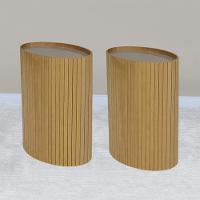 Kit 2 Mesa Apoio Lateral Oval Tampo Vidro Glow Madeira Amendoa Nacc Amendoa - 7