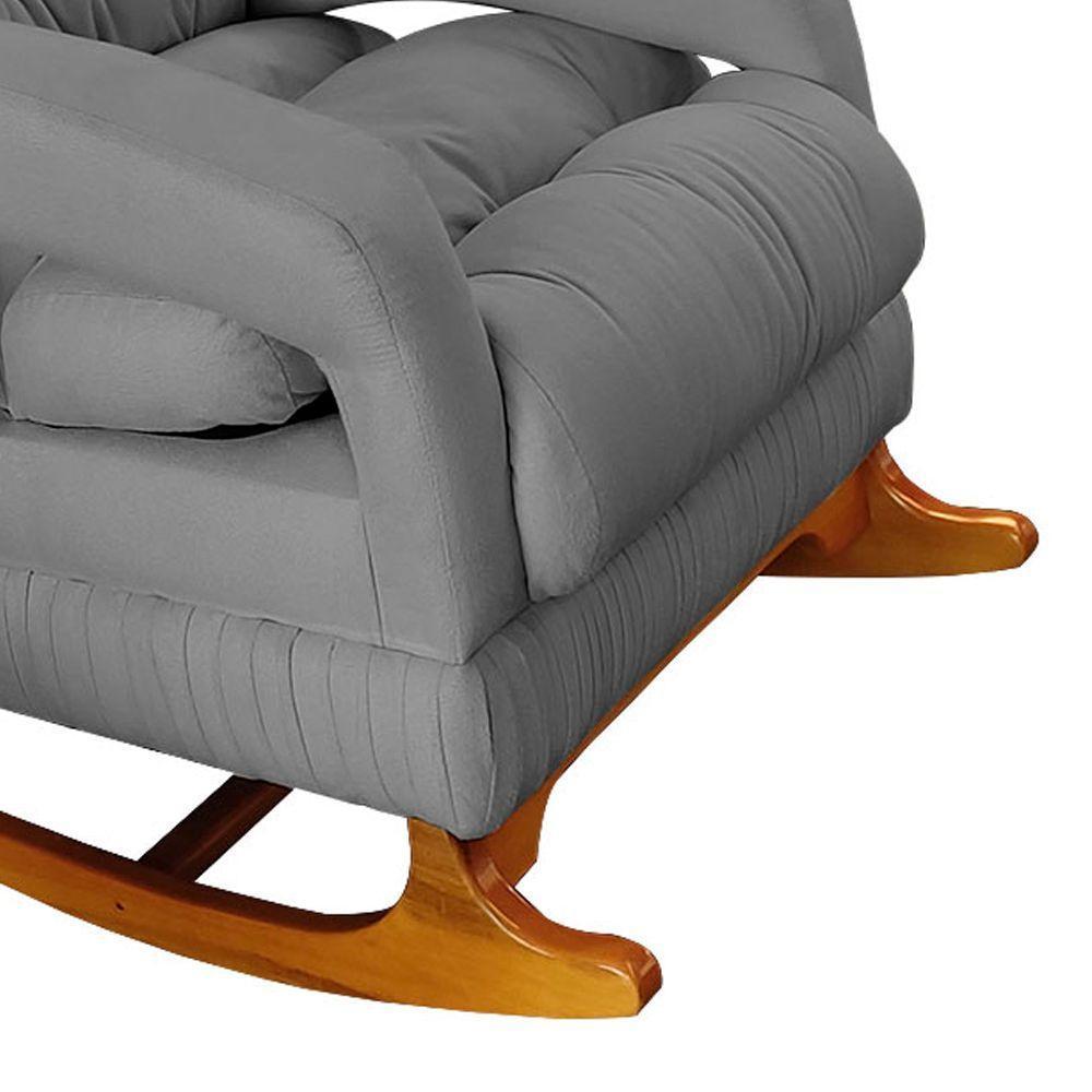 Poltrona De Amamentação Com Balanço Luna Suede Cinza Base De Madeira C05 - D'rossi - 2