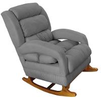 Poltrona De Amamentação Com Balanço Luna Suede Cinza Base De Madeira C05 - D'rossi - 1