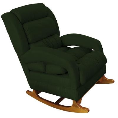 Poltrona De Amamentação Com Balanço Luna Suede Base De Madeira C05 - D'rossi Cor Verde