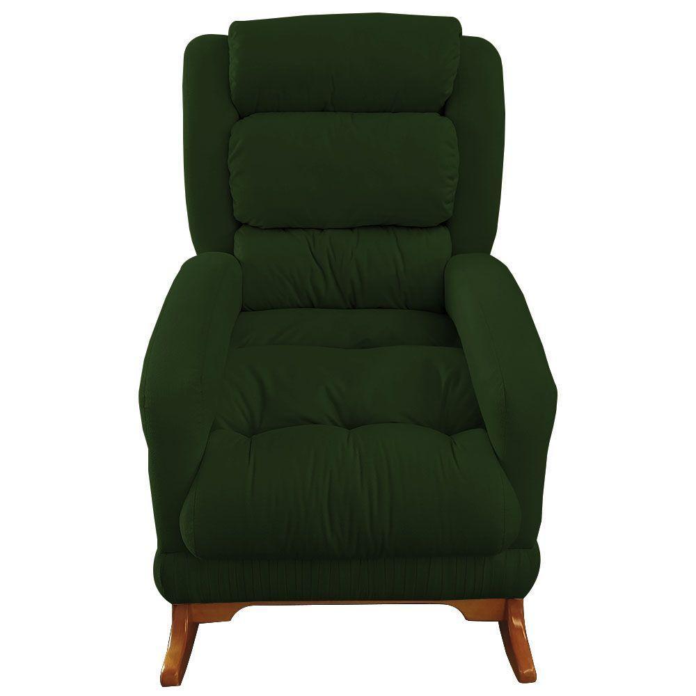 Poltrona De Amamentação Com Balanço Luna Suede Verde Base De Madeira C05 - D'rossi - 2