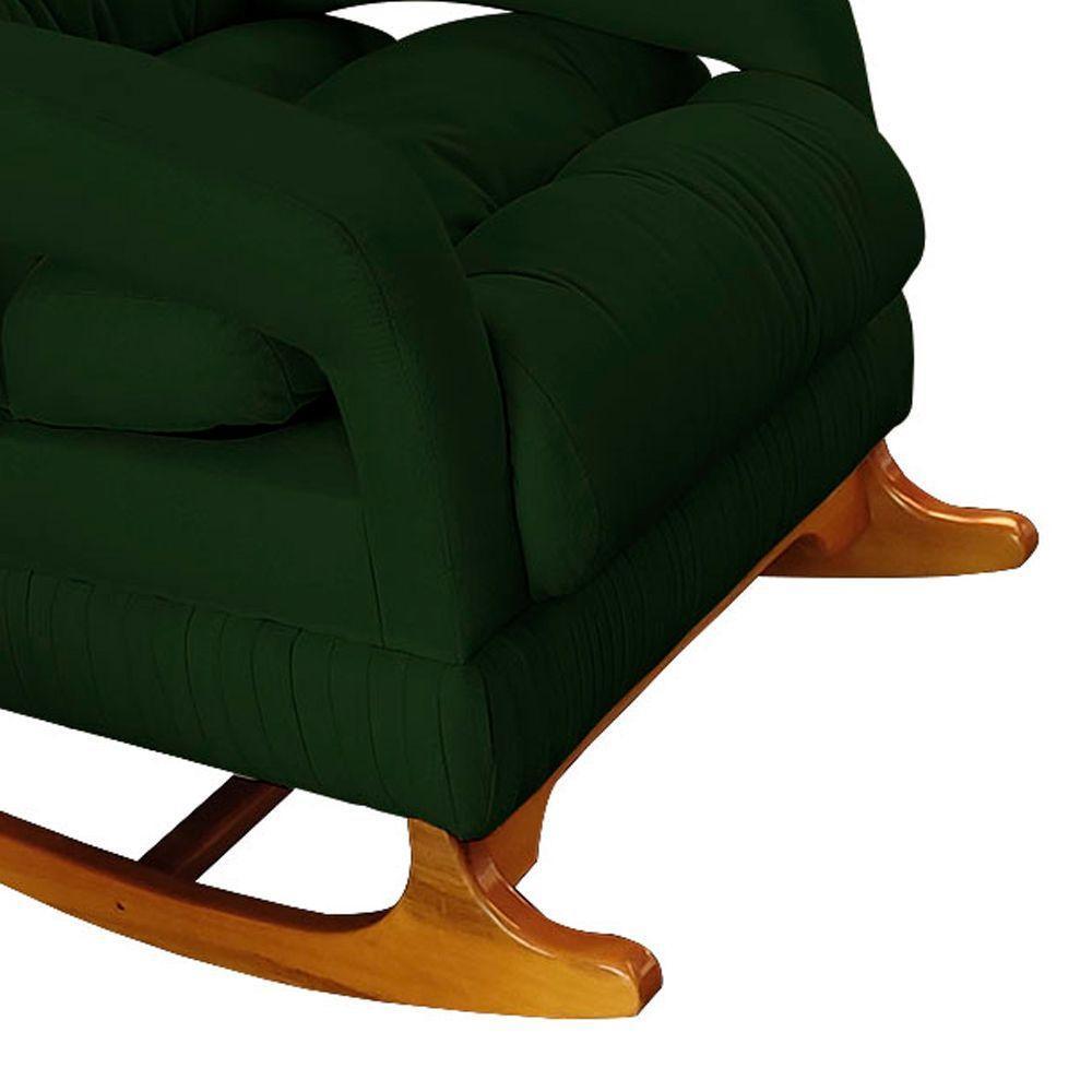 Poltrona De Amamentação Com Balanço Luna Suede Verde Base De Madeira C05 - D'rossi - 3