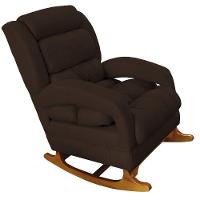 Poltrona De Amamentação Com Balanço Luna Suede Base De Madeira C05 - D'rossi Cor Marrom - 1
