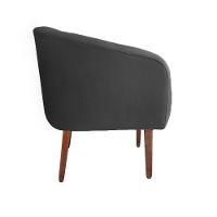 Poltrona Bianca Com Tressê Suede Grafite Pés Palito Castanho - D'rossi - 2