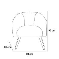 Poltrona Bianca Com Tressê Suede Grafite Pés Palito Castanho - D'rossi - 4