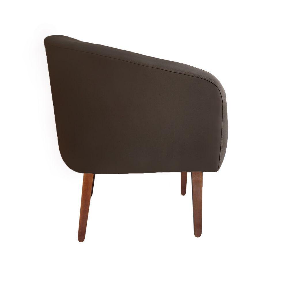 Poltrona Bianca Com Tressê Suede Marrom Pés Palito Castanho - D'rossi - 2