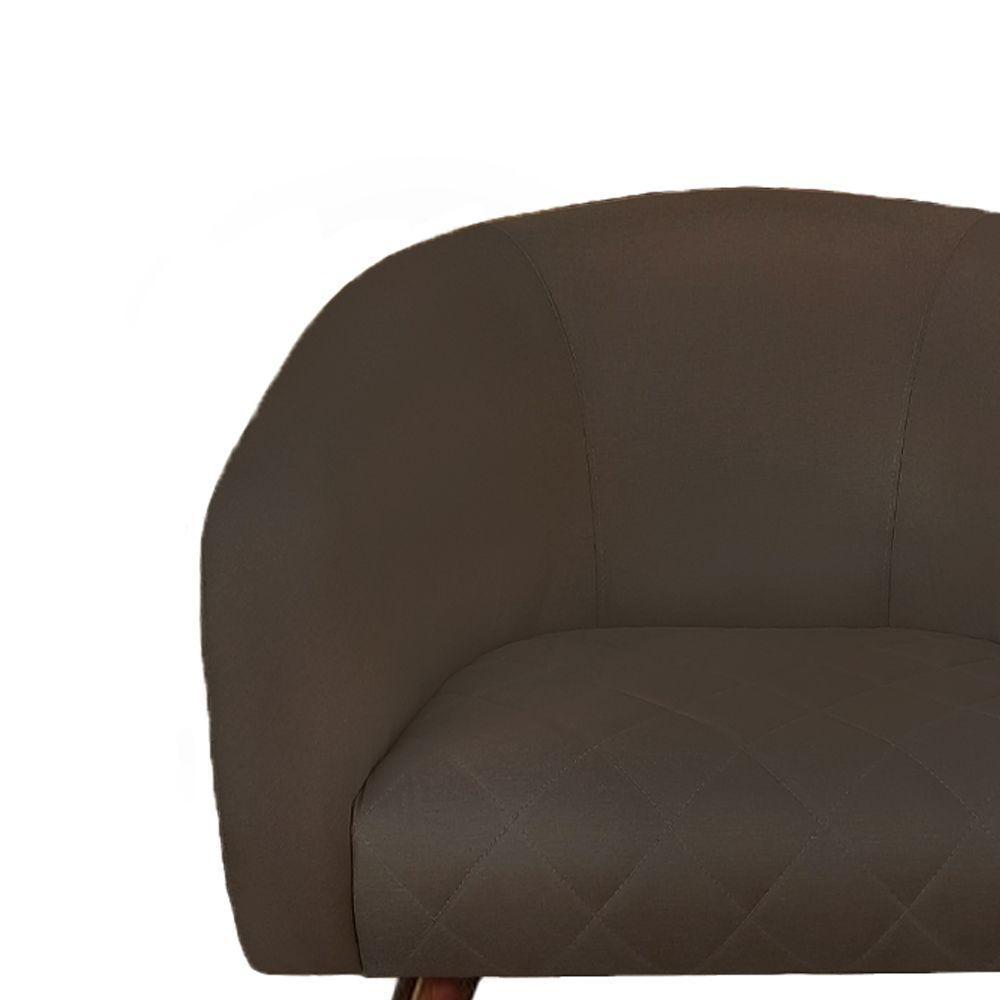 Poltrona Bianca Com Tressê Suede Marrom Pés Palito Castanho - D'rossi - 3