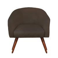 Poltrona Bianca Com Tressê Suede Marrom Pés Palito Castanho - D'rossi - 1