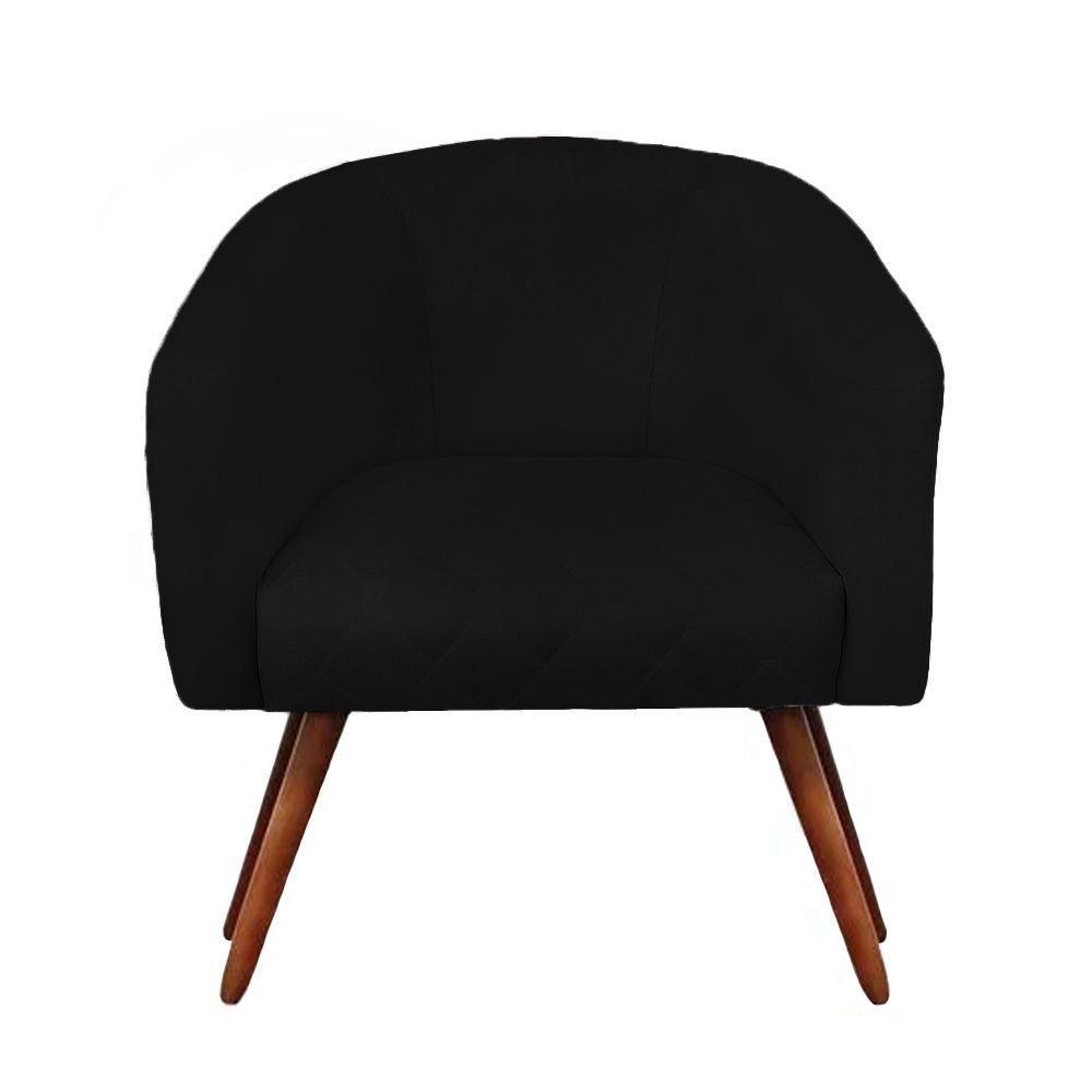 Poltrona Bianca Com Tressê Suede Preto Pés Palito Castanho - D'rossi - 1