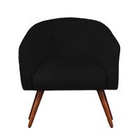 Poltrona Bianca Com Tressê Suede Preto Pés Palito Castanho - D'rossi - 1