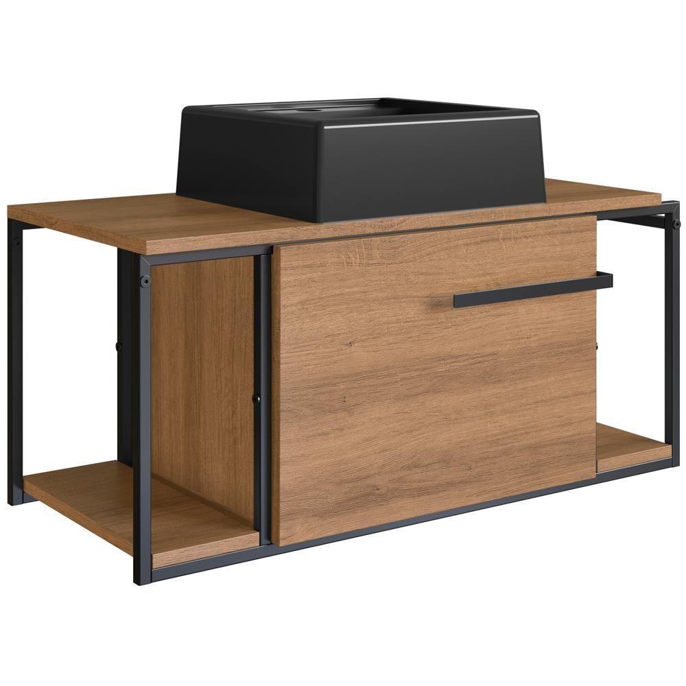 Gabinete Susp E Cuba Marmore Sintetico P1019x94101 Mell Preto Pp Mell Preto - 1