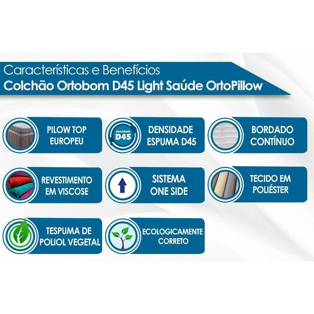 Cama Box Baú Queen: Colchão Espuma Ortobom D45 Light Saúde Ortopillow + Base CRC Suede Black(158x198) - 3