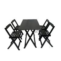 Conjunto Mesa Dobrável Madeira 120x70cm Com 4 Cadeiras Preto - 2