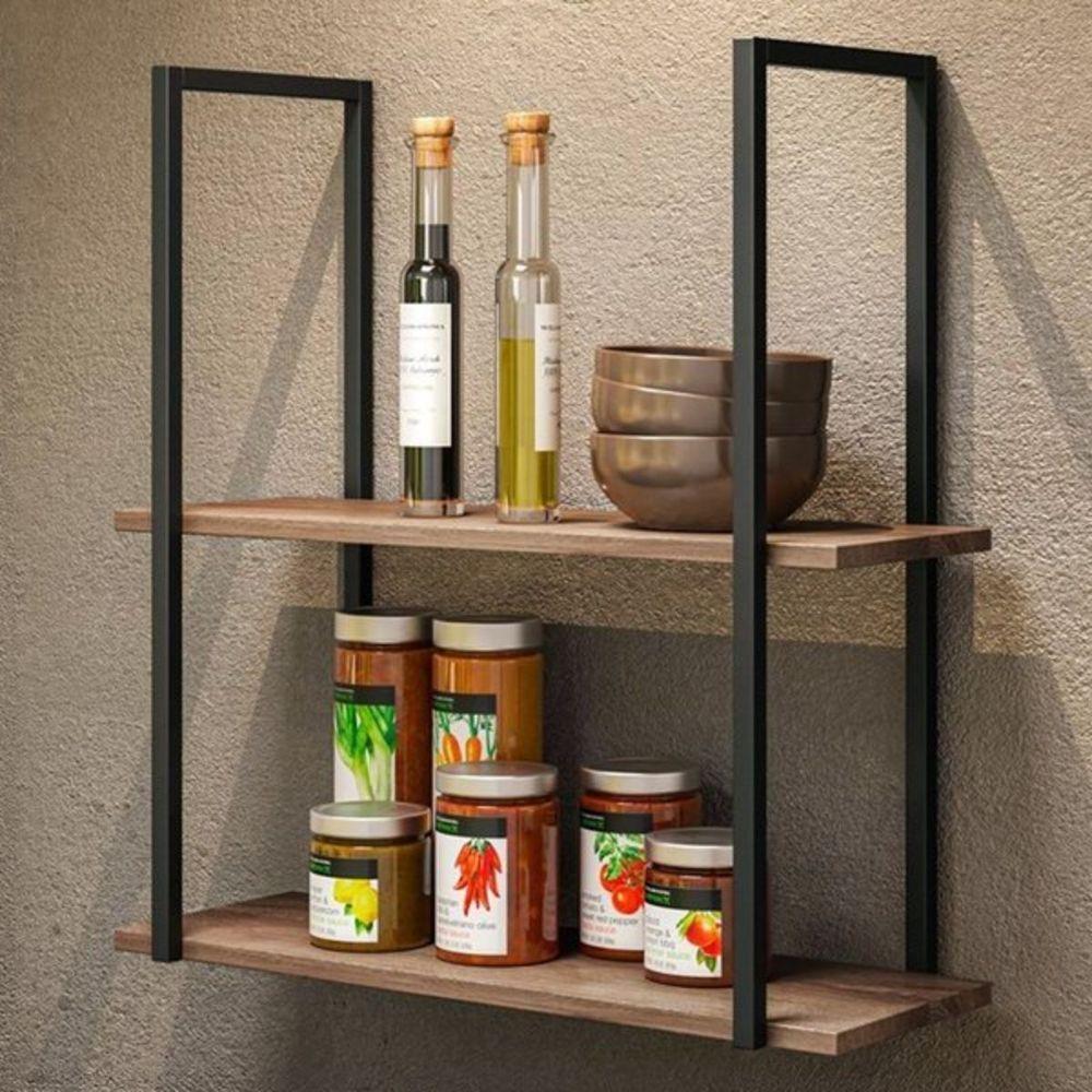 Kit Adega Para 6 Garrafas Prateleira Aurora Demolição Preto - 2