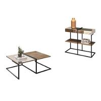 Kit Mesa De Centro Aparador Espelhado Aurora Demolição Preto - 1