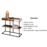 Kit Mesa De Centro Aparador Espelhado Aurora Demolição Preto