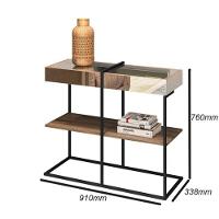 Kit Mesa De Centro Aparador Espelhado Aurora Demolição Preto - 8