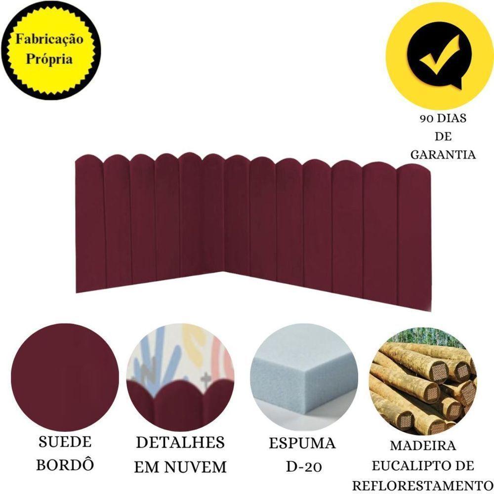 Cabeceira Painel Cama King Box Nuvem Suede Sandy 195 Cm Cor:bordô - 6
