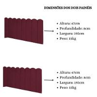 Cabeceira Painel Cama King Box Nuvem Suede Sandy 195 Cm Cor:bordô - 9