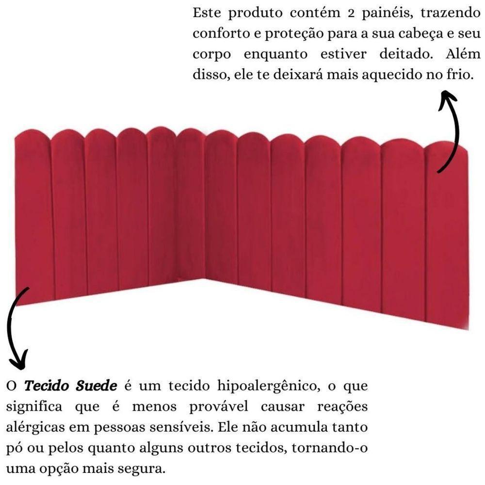 Cabeceira Painel Cama King Box Nuvem Suede Sandy 195 Cm Cor:vermelho - 7
