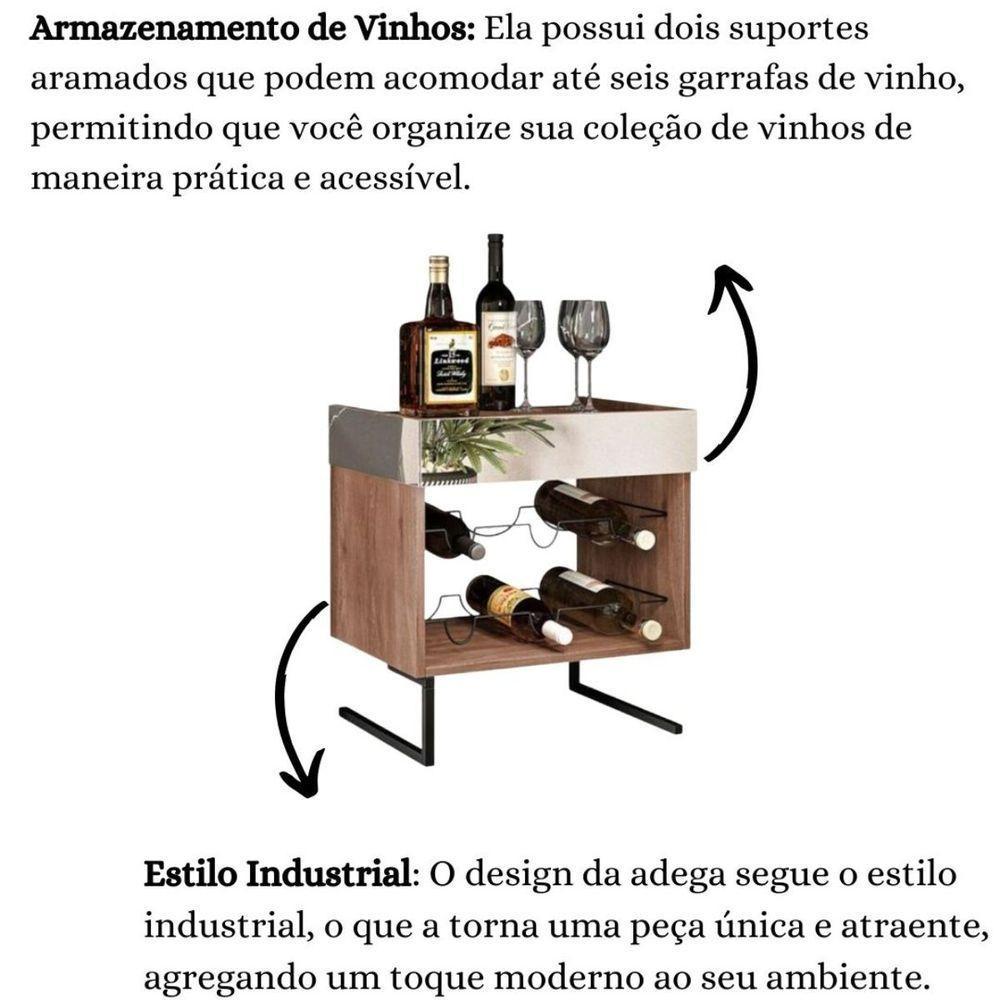 Kit Adega Com Espelho E Prateleira Aurora Demolição Preto - 9