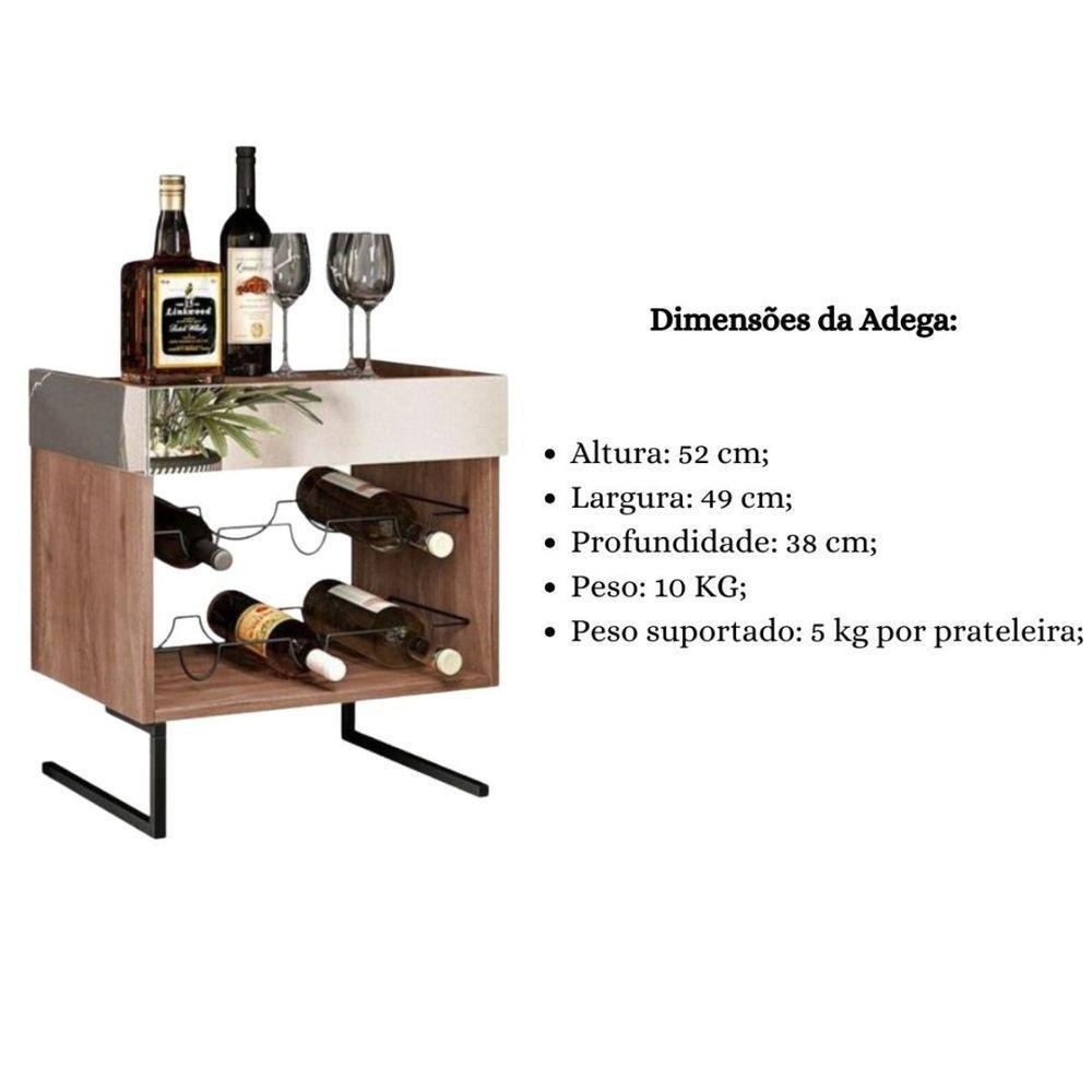 Kit Adega E Aparador Com Espelho Aurora Demolição Preto - 3