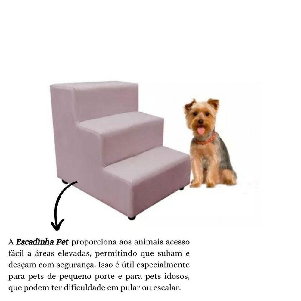 Escada Escadinha Pet Cachorro 3 Degraus Rampa Suede Grace Cor:rosê - 3