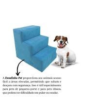 Escada Escadinha Pet Cachorro 3 Degraus Rampa Suede Grace Cor:azul Turquesa. - 6