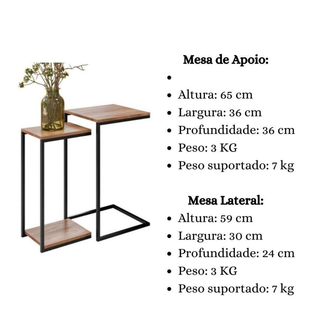 Kit Mesa Lateral E Apoio Decorativa Aurora Demolição Preto - 2