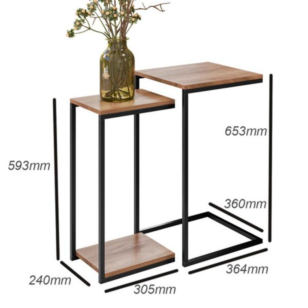 Kit Mesa Lateral E Apoio Decorativa Aurora Demolição Preto - 4