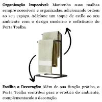 Porta Toalha Duplo Toalheiro Para Banheiro Level Preto - 5