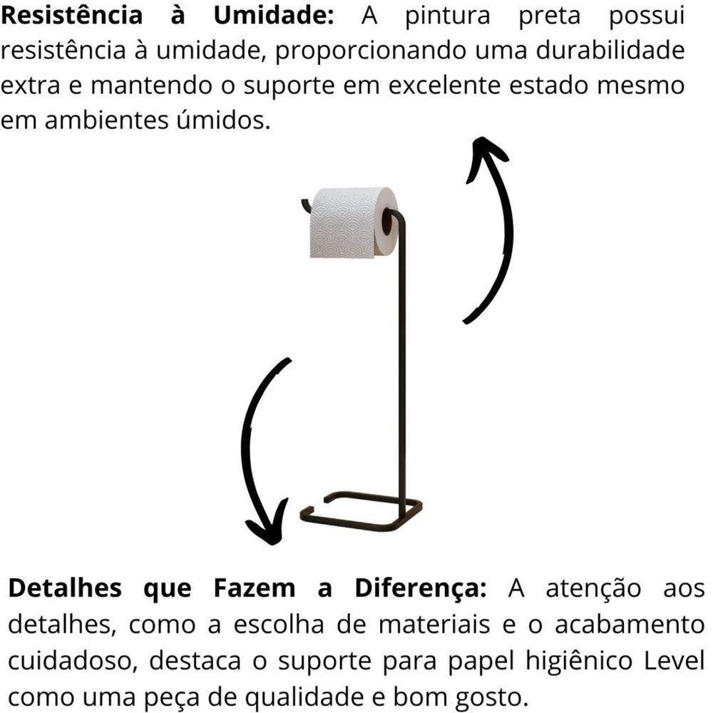 Kit 2 Porta Papel Higiênico Para Banheiro Level Preto - 6