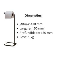 Suporte Porta Papel Higiênico Para Banheiro Level Preto - 11