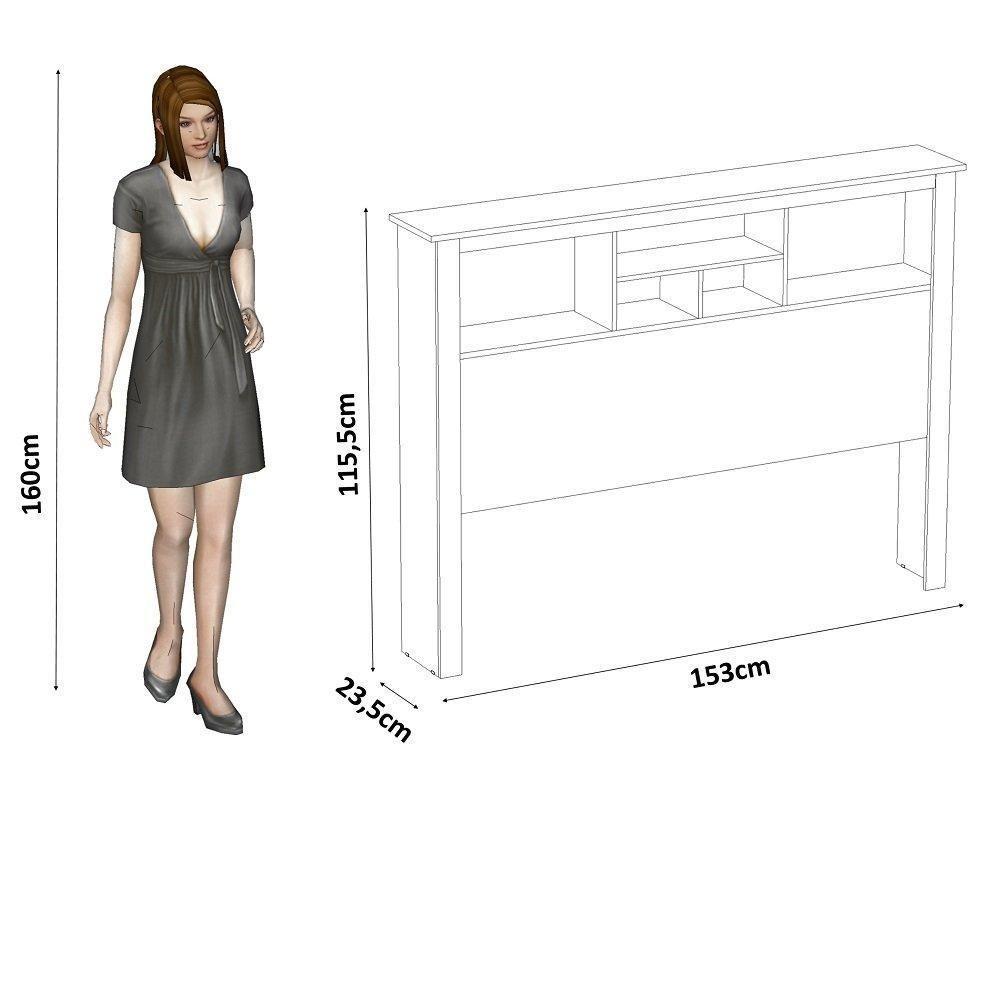 Cabeceira Casal 1,40 Havana Com Nichos Branco - Tebarrot - 3