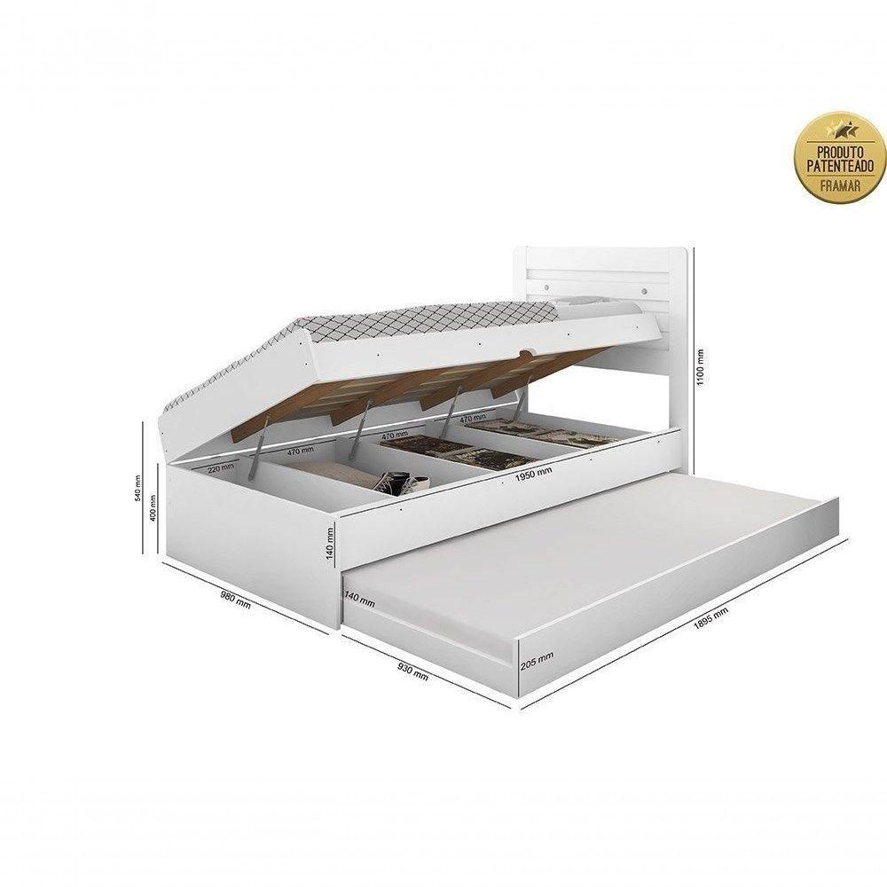 Cama Solteiro Bau Larissa Com Cama Auxiliar Dani Branco - 5