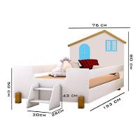 Cama Infantil Casinha Belíssima Branco-mel E Azul Com Colchão - Divaloto - 2