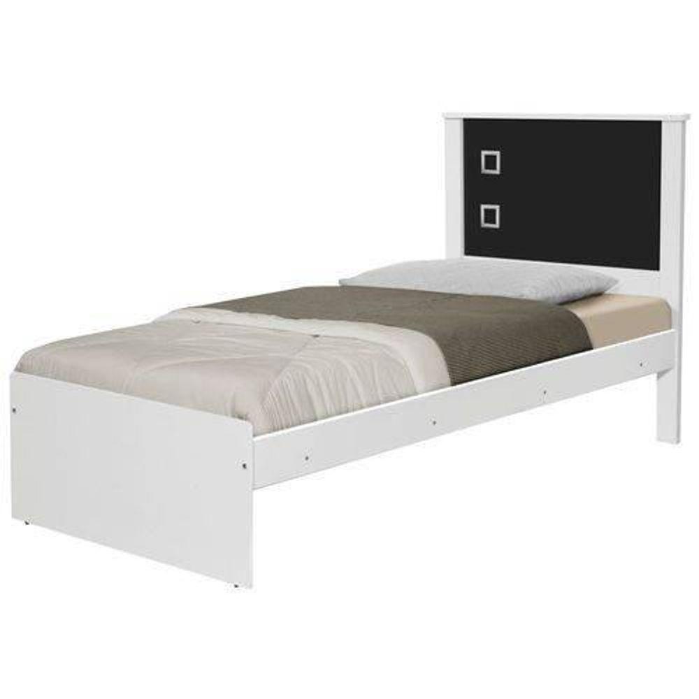 Cama Barcelona Solteiro Branco-preto Com Colchão - Tebarrot - 1