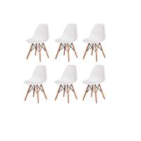 Kit 6 Cadeiras Charles Eames Eiffel Wood Design Branca - 1