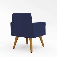 Kit 02 Poltronas Decorativas Pés Palito + 1 Puff Cor:azul Marinho - 5