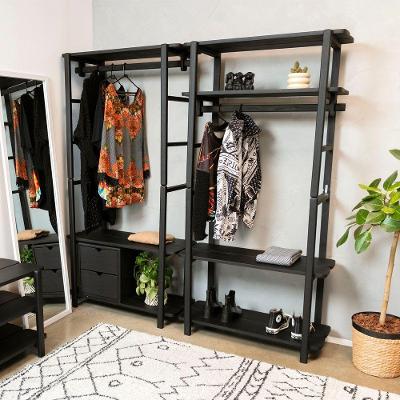 Guarda-roupa Closet Laguna 4 Prat 180ax90lx42p Em Madeira Cor Preto