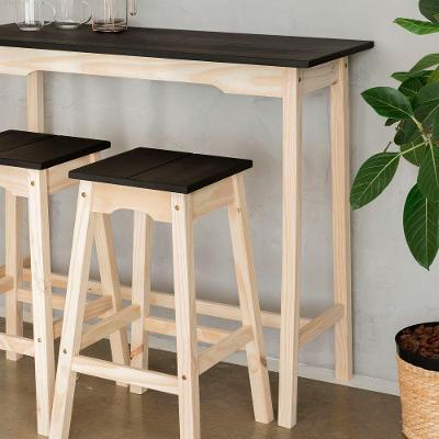 Banqueta Alta Moema 75ax35lx35p Em Madeira Cor Natural E Preto